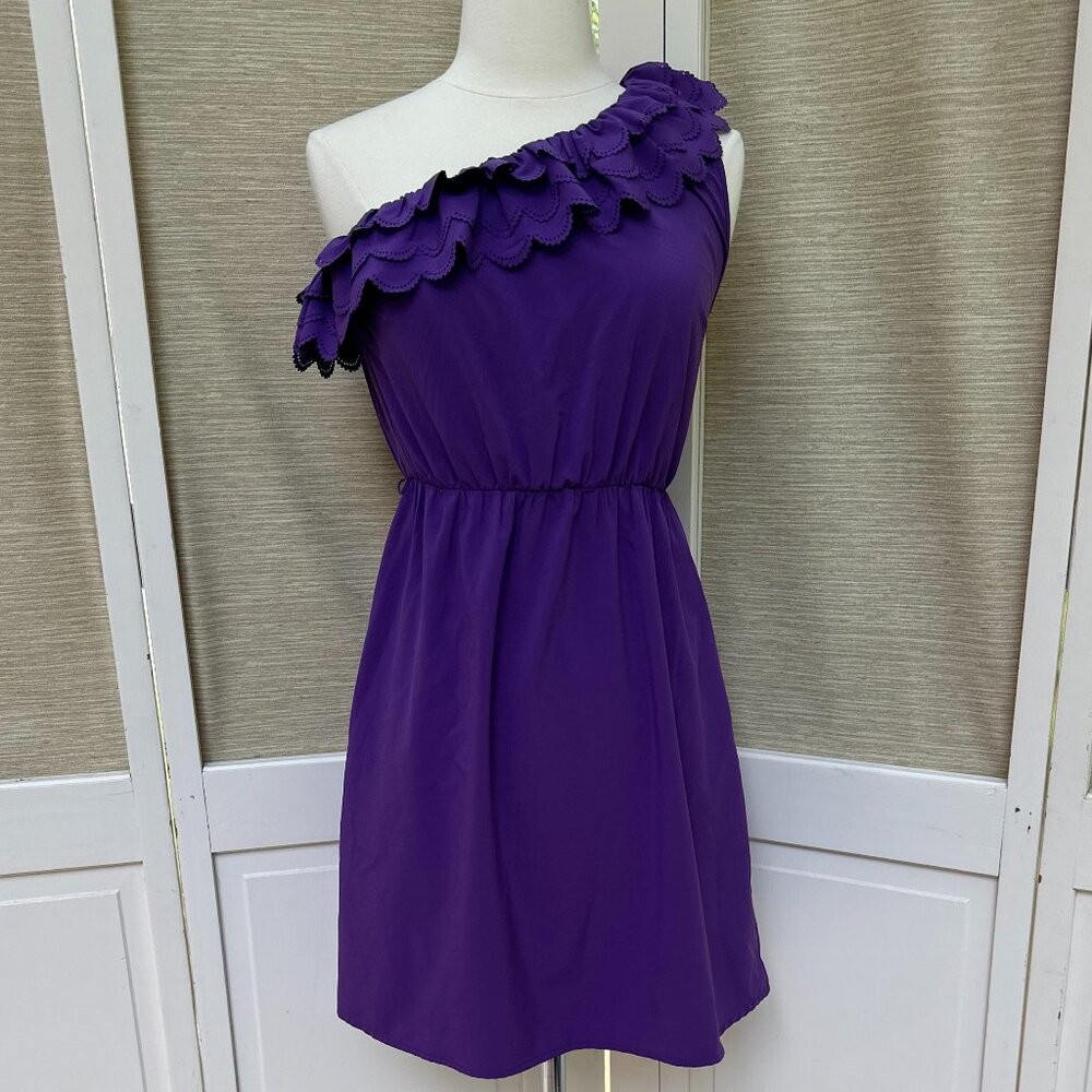 Delia's Purple One Shoulder Mini Dress XS Ruffle Party Cocktail Y2K Lined Dress